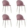 Marvin Sedia in Velluto e Oro Oslo da Sala Pranzo Con Gambe Metallo Dorate Seduta Imbottita Sedie Poltroncine Di Design Per Salotto Soggiorno Moderne (Rosa, 4)