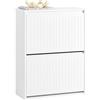 SoBuy Scarpiera Salvaspazio Slim Mobile Scarpiera Ingresso con 2 Ribalte e 4 Ripiani Regolabili - Ideale per Corridoi Stretti e Spazi Ridotti - Bianco, 61x25x81 cm, Facile Installazione FSR165-K-W