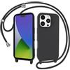 AOMYKE Cover per iPhone 16 Pro con Cordino, Custodia con Laccio Collana Tracolla Collo Liquido Silicone Antiurto TPU Antiurto AntiGraffio Case - Nero