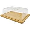 VIRSUS Tagliere in Legno di bambù con Coperchio, Misura 24x18,5x8,5 cm, Vassoio con Maniglia, Piatto da servita per Formaggi, Salumi, Snack, Aperitivo -5998F (Rettangolare)