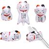 Risegun 5 Pezzi Poggia Bacchette a Forma di Gatto, Carino Forma di Gatto Cucchiaio da Pranzo Supporto, Poggia Bacchette in Ceramica per Gatti, Adatto per Cucchiai Forchette Bacchette