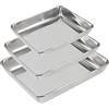 HEIHAK Set di 3 teglie da forno in acciaio inox, 3 misure, per pizza, torte, carne e insalata, 35 x 30 cm, 30 x 25 cm, 25 x 20 cm