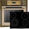 Kaiser Set di fornelli EH 6726 ElfAD + KCT 6703 F, da incasso, stile retrò, 80 l, elettrico, 11 funzioni + piano cottura in vetroceramica, 60 cm, vetro nero, 4 zone di cottura, High Light