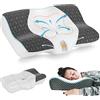 Elviros Cuscino cervicale per dormire, cuscino ortopedico memory foam, design ergonomico, allevia dolori al collo e alle spalle, per chi dorme sul fianco, stomaco, schiena. Grigio scuro.