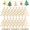 Kiiwah 30 Pezzi Ornamenti di Natalizi in Legno, Pendenti in Legno con Spago per Decorazioni Albero di Natale Legno Appendere e Forniture Natalizie Fai-Da-Te (Albero di Natale)