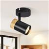 Glitzerlife Faretto da soffitto lampada da soffitto in legno 1 fiamma - faretti da soffitto GU10 orientabili 330° LED lampada da corridoio nero vintage soffitto interno per corridoio soggiorno