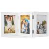 Feelhap Cornice Portafoto Pieghevole Cornici Triple in Legno Cornici per 3 Foto Collage Cornice per Famiglia Cornice Foto Multiple Cornice da Tavolo Memoriale Cornice per Regalo di Nozze (10 x 15 cm)