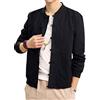TaiFE Cappotto Uomo Slim Fit Tinta Unita Casual Maniche Lunghe Cinese Tradizionale Giacca Nero S