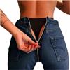AALLYN Jeans da Donna Sexy con Cerniera Posteriore, Jeans a Vita Alta con Cerniera Posteriore, Leggings Elasticizzati in Cotone Lavato, Pantaloni Skinny(Size:X Grande,Color:Azzurro)