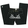 Kashyke Baggy Jeans da uomo Y2k con stampa Hip Hop Baggy Star Cargo Jeans Pantaloni larghi con scritta sul davanti, Baggy Loose Fit, colore nero, pantaloni per il tempo libero per ragazzi e uomini, bianco, S