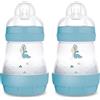 MAM Easy Start, biberon anti-colic, set da 2 (160 ml), bottiglia per latte particolarmente ben accettata, con valvola a fondo contro coliche e tettarelle, misura 1, 0 mesi, Dino