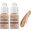 Phoera Aquapurity Phoera® - Fondotinta a copertura completa, morbido e opaco, correttore per il controllo degli oli, 30 ml, crema liscia e a lunga durata (2 pezzi, 105 sabbia)