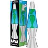 LAVA® - Lampada Lava 2124, cera verde, liquido blu, base e cappuccio argento, lampada di movimento originale di marca LAVA® da 14,5 pollici