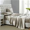 Lanest Housing Set di lenzuola in raso di seta, 4 pezzi, per letto matrimoniale, con tasche profonde, lenzuola in raso rinfrescanti, morbide e ipoallergeniche, colore: tortora