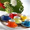 WELL HOME MOBILIARIO & DECORACIÓN Set di tazze da caffè (12 pezzi) porcellana rossa, bianca, blu, arancione, giallo e verde 90cc