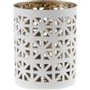 Cereria Di Giorgio Porta tealight in porcellana traforato Ø 6 cm h 7,8 cm - Esterno bianco, interno dorato - Cereria Di Giorgio