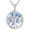JO WISDOM Collana Albero Della Vita Yggdrasil Argento 925 AAA Zirconia Cubica Settembre Birthstone Colore Zaffiro Donna