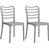 Totò Piccinni Sedia ARCO in polipropilene in fibra di vetro design impilabile (Grigio, 2)
