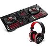 Numark Mixtrack Platinum FX + HF175 - Console DJ con 4 Deck, Mixer DJ, Scheda Audio, Jog Wheel con Display + Cuffie con Filo 3 m con Driver da 40 mm e Padiglioni di Alta Qualità