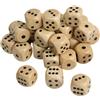 BEELUKY Confezione da 40 Dadi in Legno Naturale 16mm - 6 Lati Standard per Gioco di Carte da Tavolo - Accessori per Feste a Casa per Bambini e Adulti
