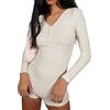 Lerrita Tuta corta da donna Tuta a manica lunga con collo a V con bottone Romper con cappuccio anni '90 Vintage Stampa floreale Playsuit Y2K Streetwear Fashion Stretch Knitted One Piece Body Slim Fit Playsuit