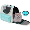 VSSHE Zaino per Cani Gatti Trasportino, Traspirante Trasportino Portabile e Pieghevole, per Cani Piccoli Gatti Medi Fino a 8 KG, con Tracolla Regolabile e Ciotole per Animali, per Viaggio, Campeggio