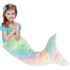 GUIJZSLTRG Coperta a forma di coda di sirena per bambini, 50 x 100 cm, luminosa, in flanella, giocattolo per ragazze, colorata, indossabile, morbida, sacco a pelo per bambini, adolescenti, compleanni