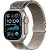 Apple Watch Ultra 2 GPS + Cellular 49 mm Sportwatch con robusta cassa in titanio Naturale e Loop in maglia milanese Naturale - Medium. Fitness tracker, GPS di precisione, luminoso display Retina