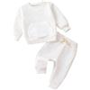Yanmucy Bambino Neonato Felpa Vestiti Completo Bimbo Neonati Unisex cotone Pullover Tops Pantaloni Set Bambino Ragazza casuale Tracksuit Primavera Autunno Abbigliamento Set (Bianco, 6-12M)