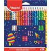Maped - 24 matite colorate Pixel Party in resina per bambini, forma triangolare ergonomica