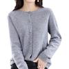 BreWel Cardigan da Donna in Cashmere, Cardigan a Maniche Lunghe con Bottoni sul Davanti in 100% Cashmere Maglioni Elastici in Maglia Calda e Morbida (M,Grigio)