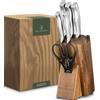 WALDWERK Blocco Coltelli - Set coltelli da cucina 7 pezzi con blocco porta coltelli e affilacoltelli integrato - ceppo coltelli da cucina - set coltelli da cucina professionali