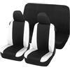 Auto Accessori Lupex Coprisedili Auto Compatibili con Seicento 600, Tessuto Policotone, Anteriori e Posteriori (Nero - Bianco)