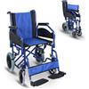Mobiclinic®, Carrozzina pieghevole, Maestranza, Freni di stazionamento, Seduta da 45 cm, Pedane rimovibili, Braccioli pieghevoli e imbottiti, Ruote piccole, Robusta, Colore blu