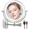 Auxmir Specchio Trucco con Ingrandimento 20X/1X, Specchio da Parete a 54 LED 3 Colori di Luce, Specchio Estensibile, Rotazione a 360°, Alimentato da Batterie Ricaricabile, per Bagno Hotel Spa