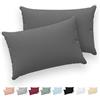 Twinzen® Federe Cuscino Letto (Set di 2) - Antracite - Per i Cuscini 40x60 cm - 100% Jersey di Cotone - Copricuscino Letto - Federe Cuscino Letto con Cerniera - Fodera Protezione per Cuscino