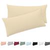 Twinzen® Federe Cuscino Letto (Set di 2) - Beige - Per i Cuscini 50x80 cm - 100% Jersey di Cotone - Copricuscino Letto - Federe Cuscino Letto con Cerniera - Fodera Protezione per Cuscino