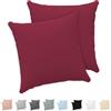 Twinzen® Federe Cuscino Letto (Set di 2) - Bordeaux - Per i Cuscini 60x60 cm - 100% Jersey di Cotone - Copricuscino Letto - Federe Cuscino Letto con Cerniera - Fodera Protezione per Cuscino