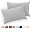 Twinzen® Federe Cuscino Letto (Set di 2) - Grigio - Per i Cuscini 30x50 cm - 100% Jersey di Cotone - Copricuscino Letto - Federe Cuscino Letto con Cerniera - Fodera Protezione per Cuscino