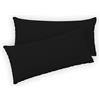 Twinzen® Federe Cuscino Letto (Set di 2) - Nero - Per i Cuscini 50x80 cm - 100% Jersey di Cotone - Copricuscino Letto - Federe Cuscino Letto con Cerniera - Fodera Protezione per Cuscino