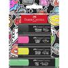 Faber-Castell 254690 Set di 4 Evidenziatori Neon Graffiti, Punta a Scalpello di Precisione, Set Evidenziatori Fluorescenti Graffiti, Design Ergonomico Piatto