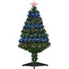 HOMCOM Albero di Natale Artificiale 90cm in PVC con 90 Luci LED e Fibre Ottiche, 90 Rami e Base Pieghevole, Verde