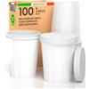 Baciato Caffè 100 Bicchieri Caffè da ASPORTO in Carta Bianchi 240ml con 100 Coperchi in Carta con Beccuccio Bevande Fredde e Calde Tè Infusi Acqua Cappuccino Ecologici Biodegradabili Tazze Monouso Made in Italy