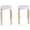 SOULONG Sgabello Tondo Impilabile, Sgabello impilabile in Legno, edia da Doccia Bagno Stool Sgabello per Camera casa, 45,5 x 30 cm, Bianco (2 Pezzi)