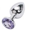 BONDAGERIE® Sextoy Plug anale in Alluminio 100% sicuro italiano, con gioiello colore lilla, sacchetto incluso, Taglia L