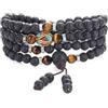 COAI Collana Mala 108 Grani, Bracciale 108 Perle Mala in Pietre Naturali, Rosario Tibetano con Perline di Pietra Lavica e Occhio di Tigre, Bracciale per Oli Essenziali