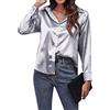 EFOFEI Donne Lapel Loose Fits Camicetta Primavera Raso Camicia di Seta Formale Ufficio Work Tops Grigio L