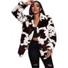 NZYIHAO Cappotto in Pelliccia Sintetica da Donna, Elegante Motivo Leopardato, Morbido, Invernale, Lungo, a Maniche Lunghe, per le Mezze Stagioni, Calda, Taglie