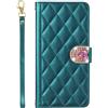 BLOTECH Portafoglio Case Compatibile con OPPO A9 2020/OPPO A5 2020 Custodia Eleganza Rombica Linea Verde PU Leather Case Wallet e Glitter Brillanti 3D Amorevole Strass Tappo Ragazza Phone Shell Cover