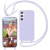 Yojiong Cover con Cordino per Samsung Galaxy A35 5G (6.6), Custodia con Laccio Collana smartphone Liquido Silicone [Antiurto] [An tiGraffio] [Antiscivolo] Case, Viola Chiaro